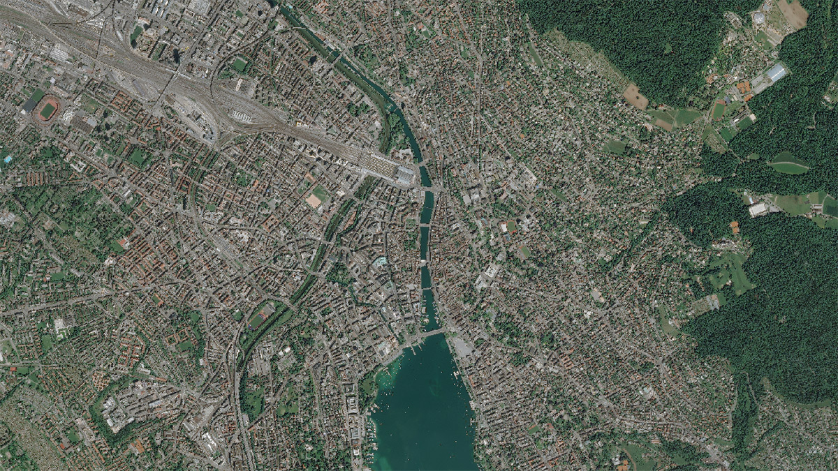 Satellitenaufnahme der Stadt Zürich