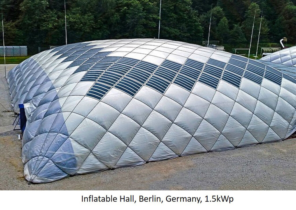 Flexible Solarzellenauf einer Ballonhalle