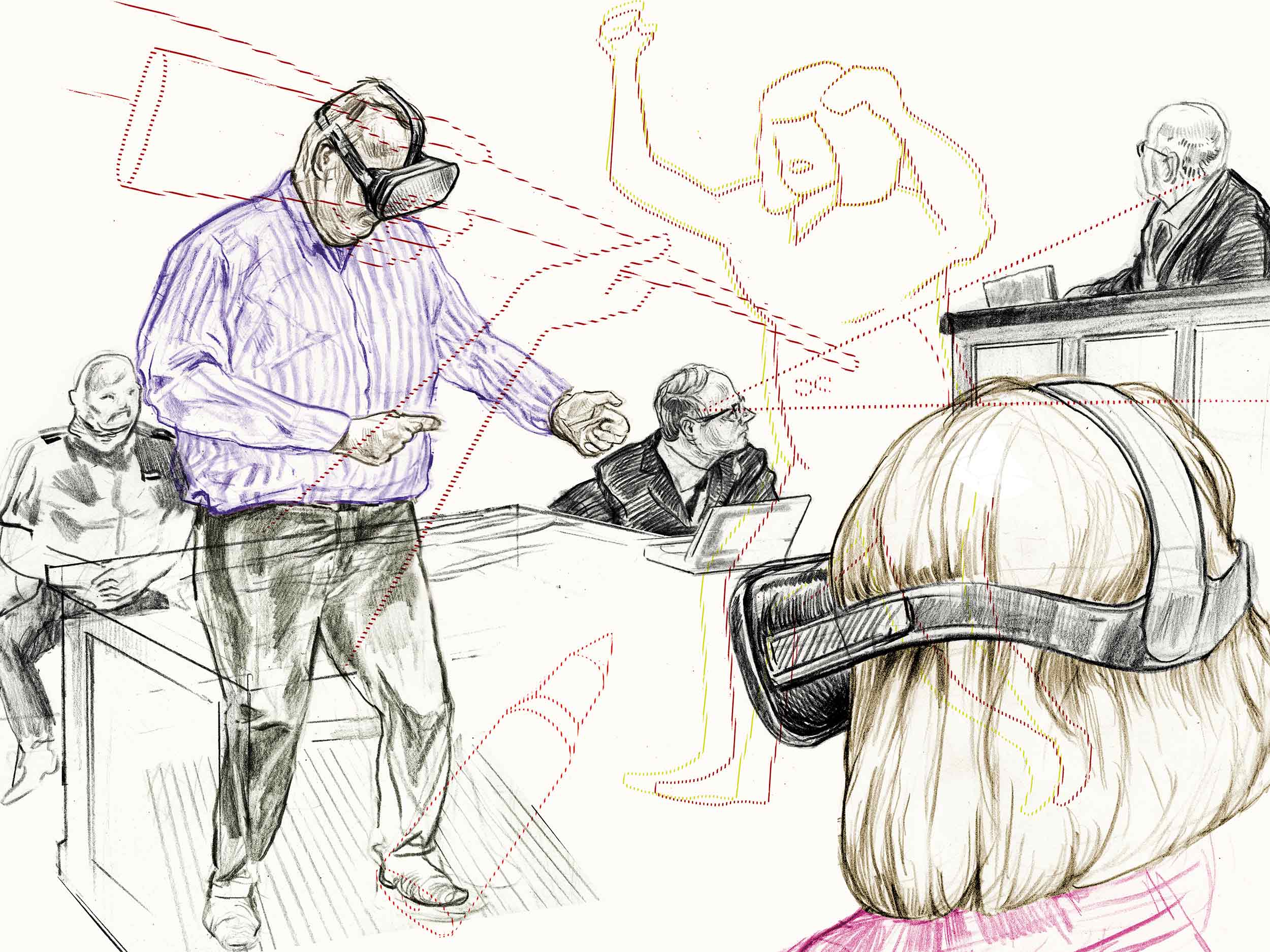 Zeichnung "VR-Einsatz im Gericht"